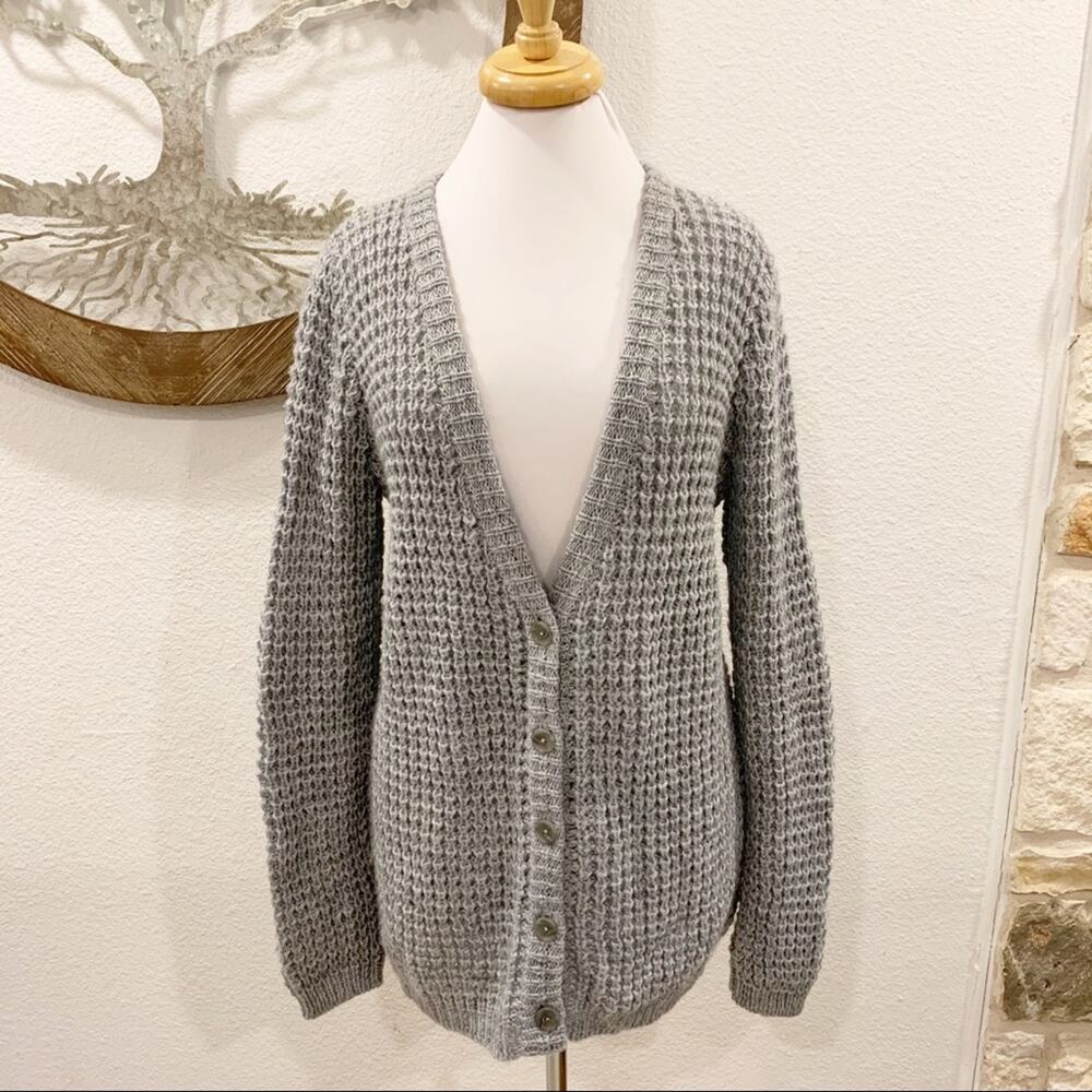 Bella Luxx Oversized Peru Alpaca Cardigan Sweater Gray Medium